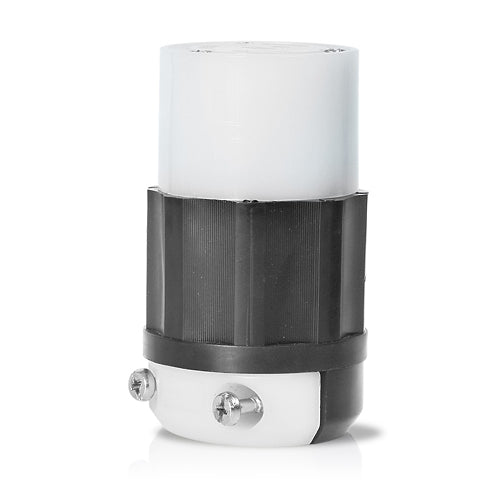 Cylindrical device with white top and black band on a white background