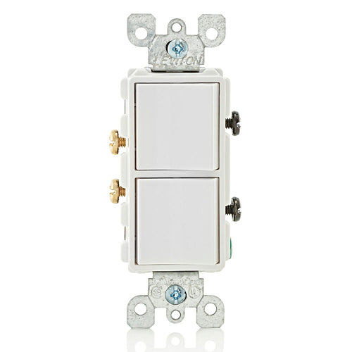 Light switch with Leviton branding on a white background