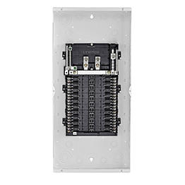 Electrical panel with multiple switches on a white background