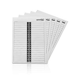 Set of white index cards with printed text on a white background