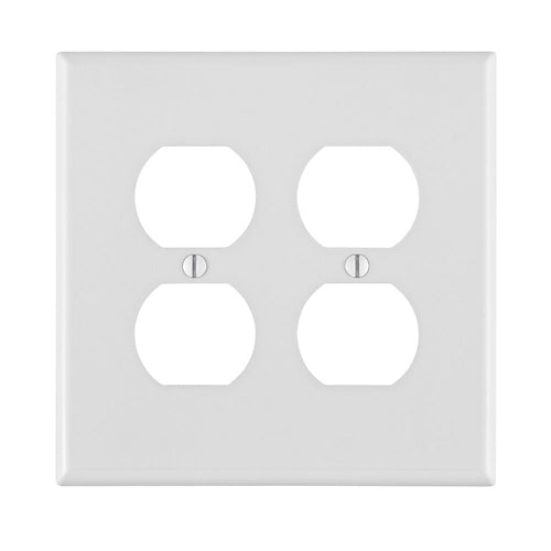White double electrical outlet cover on a white background